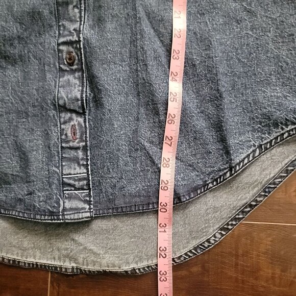 Free People Rainbow Embroidered Denim Shirt Womens S Country Vintage Retro - Picture 7 of 9